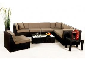 Panama Rattan Lounge Polsterbezug Sandbraun