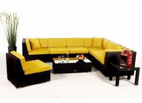 Panama Rattan Lounge Polsterbezug Gelb