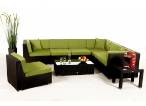 Panama Rattan Lounge Polsterbezug Grün