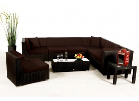 Panama Rattan Lounge Polsterbezug Braun