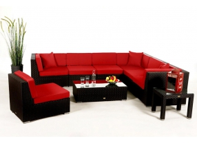 Panama Rattan Lounge Polsterbezug Rot
