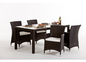 Rattan Garten Tisch Set Toscana Dining schwarz
