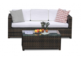 Rattan Gartenlounge 3-sitzer braun
