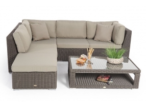 Rattanmöbel Zoey Lounge braun dicke Polster