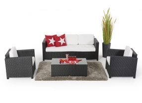 Rattan Gartenmöbel Summertime 3er schwarz
