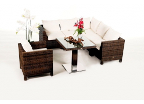 Rattan Gartentisch Sitzgruppe Gaia mixed braun