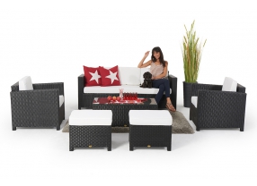 Rattan Lounge 3er Diamond schwarz