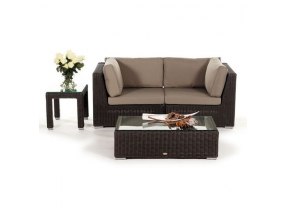 Rattan Lounge Gartenmöbel Polsterbezug sandbraun Allegra 2er