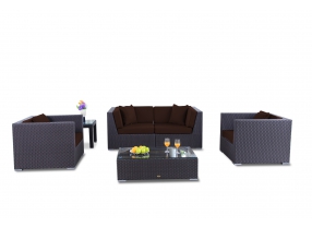 Rattan Lounge Bao Polsterbezug braun
