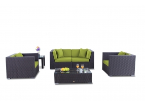Rattan Lounge Bao Polsterbezug grün