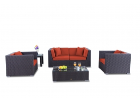 Rattan Lounge Bao Polsterbezug orange