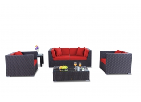 Rattan Lounge Bao Polsterbezug rot