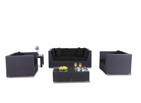 Rattan Lounge Bao Polsterbezug schwarz