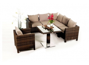 Rattan Lounge Dining Ecklounge Kissenbezug sandbraun
