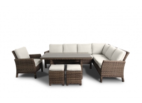 Rattan Lounge Ecklounge Romeo Polsterbezug beige
