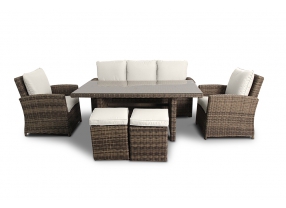 Rattan Lounge Gartenmöbel Polsterbezug beige Mandarin