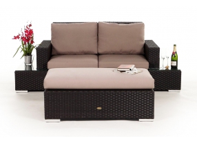 Rattan Lounge Mezza Luna braun, Polster Sandbraun