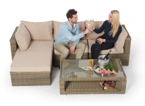 Rattan Gartentisch verstellbar oben, Lounge Thelma natural rund