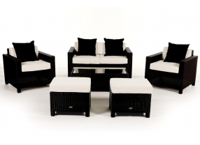 Gartenmöbel: Rattan Lounge Samoa schwarz