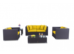 Rattan Lounge Polsterbezug Bao gelb
