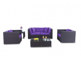 Rattan Lounge Polsterbezug Bao violett