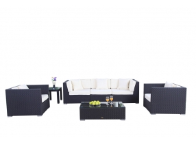 Rattan Lounge Bahama schwarz