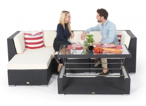 Rattan Sofa Gartenmöbel schwarz - Rattan Tisch Thelma