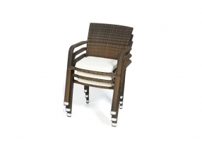 Rattan Tisch mixbraun Leona Stuhl mit Polster