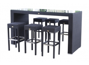 Rattan Bar Quinn mit 6 Stühlen