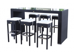 Rattan Bar Quinn mit 6 Stühlen