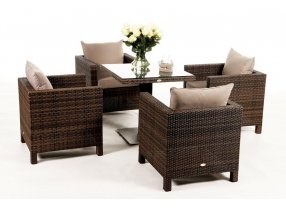 Rattan Tisch Set Cefilo mixed brown