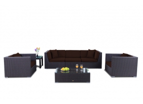 Rattan Gartenmöbel Bahama  Lounge Überzug braun
