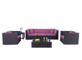 Rattan Gartenmöbel Bahama  Lounge Überzug lila