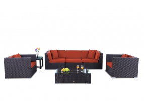 Rattan Gartenmöbel Bahama  Lounge Überzug orange