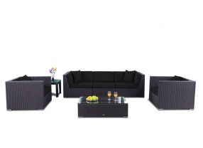 Rattan Gartenmöbel Bahama Lounge Überzug schwarz
