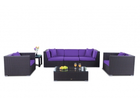 Rattan Gartenmöbel Bahama  Lounge Überzug violett