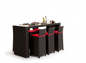 Rattan Bar Set Rouge Tisch und Stuhl