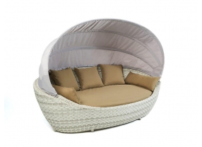 Rattan Liege Summerdream  Special grey white Polsterbezug Sand Brown
