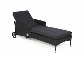Rattan Liegestuhl Galicia, Überzug schwarz
