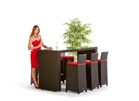 Rattan Bar Rouge schwarz