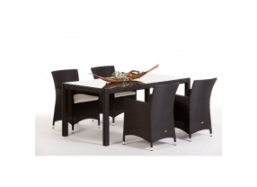 Rattan Lounge Gartenmöbel Toscana Dining dark brown