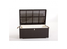 Rattan Lounge Gartenmöbel Kissen-Truhe black
