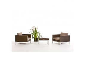 Rattan Lounge Gartenmöebel Belgrano graubraun