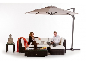 Rattan Lounge Gartenmöbel Sitzgruppe San Miguelito black