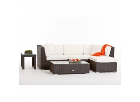 Rattan Lounge Gartenmöbel Sitzgruppe San Miguelito black