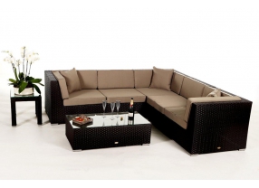 Rattan Lounge Guadeloupe brown, Überzug sand brown