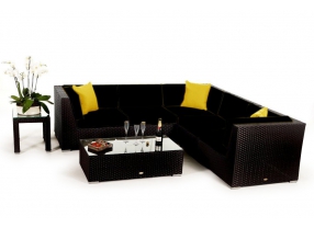 Polsterbezug für Rattan Lounge Guadeloupe schwarz