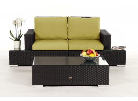 Rattan Lounge Mezza Luna braun, Polster Sandbraun