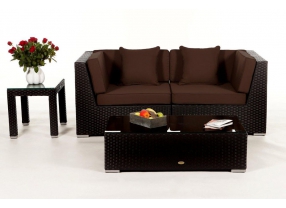 Rattan Lounge Colon: Polsterbezug Set brown