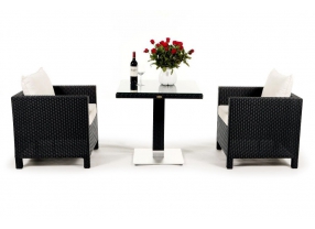 Rattan Tisch Set Cefilo black